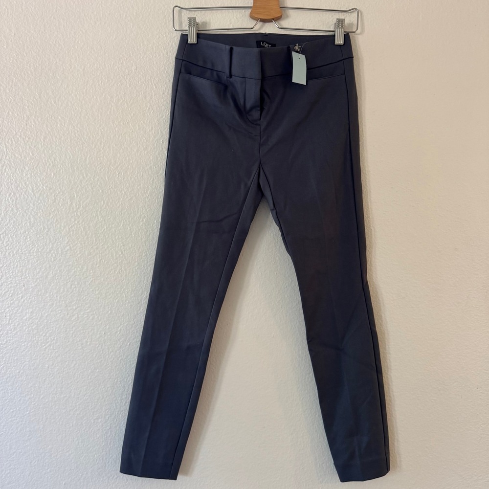 LOFT Petites Skinny Ankle‎ Pants Charcoal Gray Stretch Work Trousers 00P New NWT